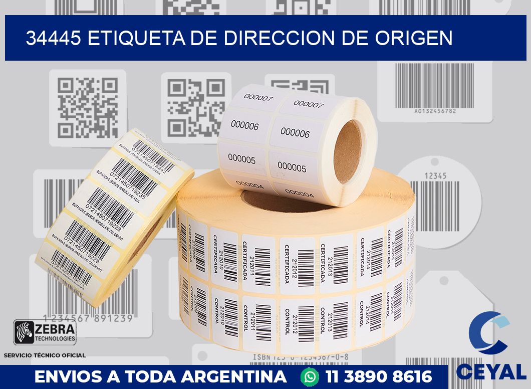 34445 Etiqueta de direccion de origen