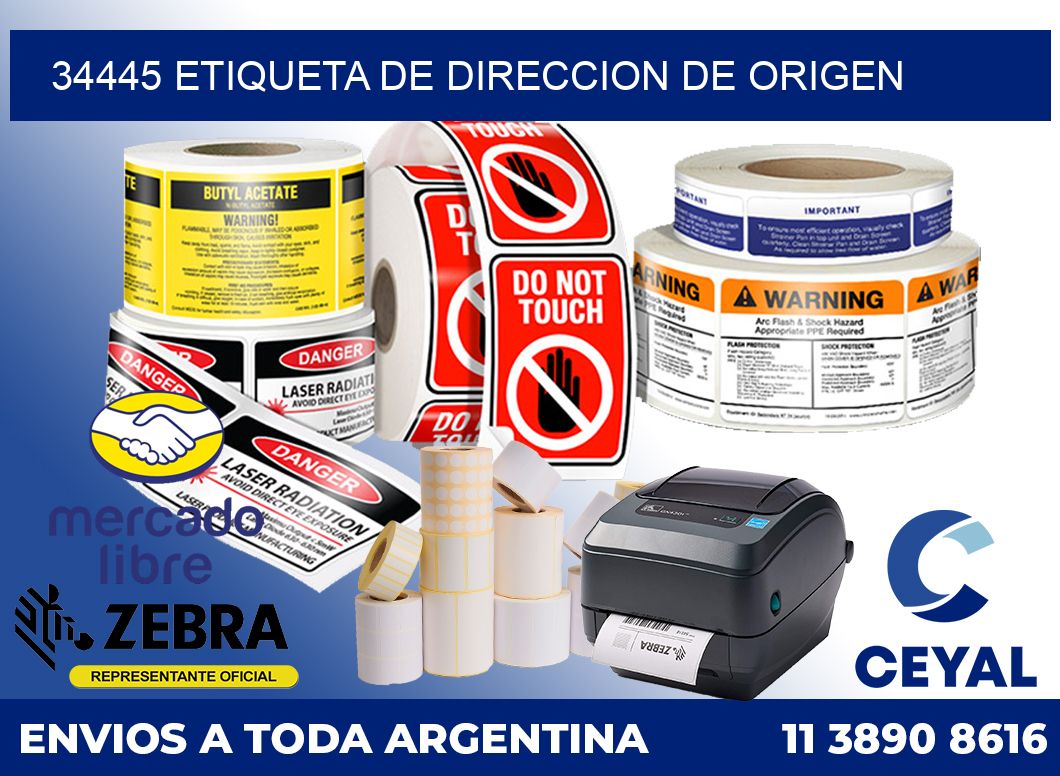 34445 Etiqueta de direccion de origen