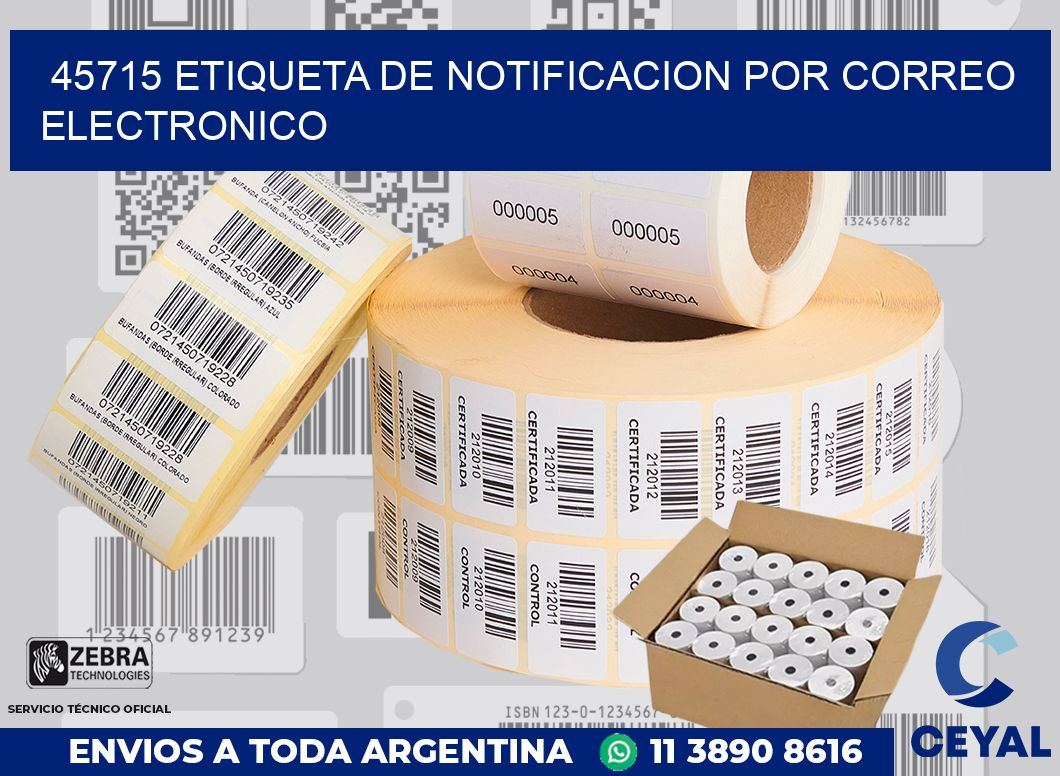 45715 Etiqueta de notificacion por correo electronico
