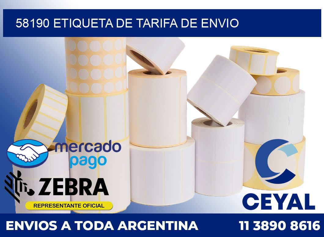 58190 Etiqueta de tarifa de envio