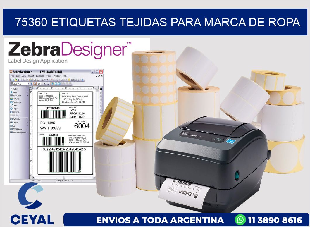 75360 Etiquetas Tejidas para Marca de Ropa