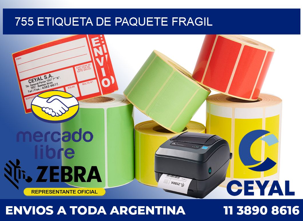 755 Etiqueta de paquete fragil