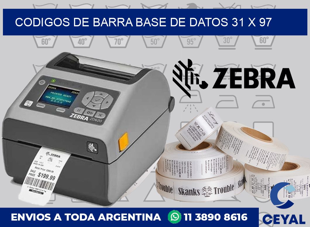 Codigos de barra base de datos 31 x 97