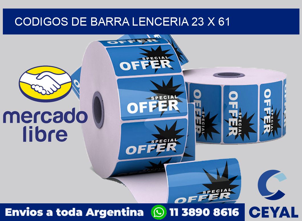 Codigos de barra lenceria 23 x 61