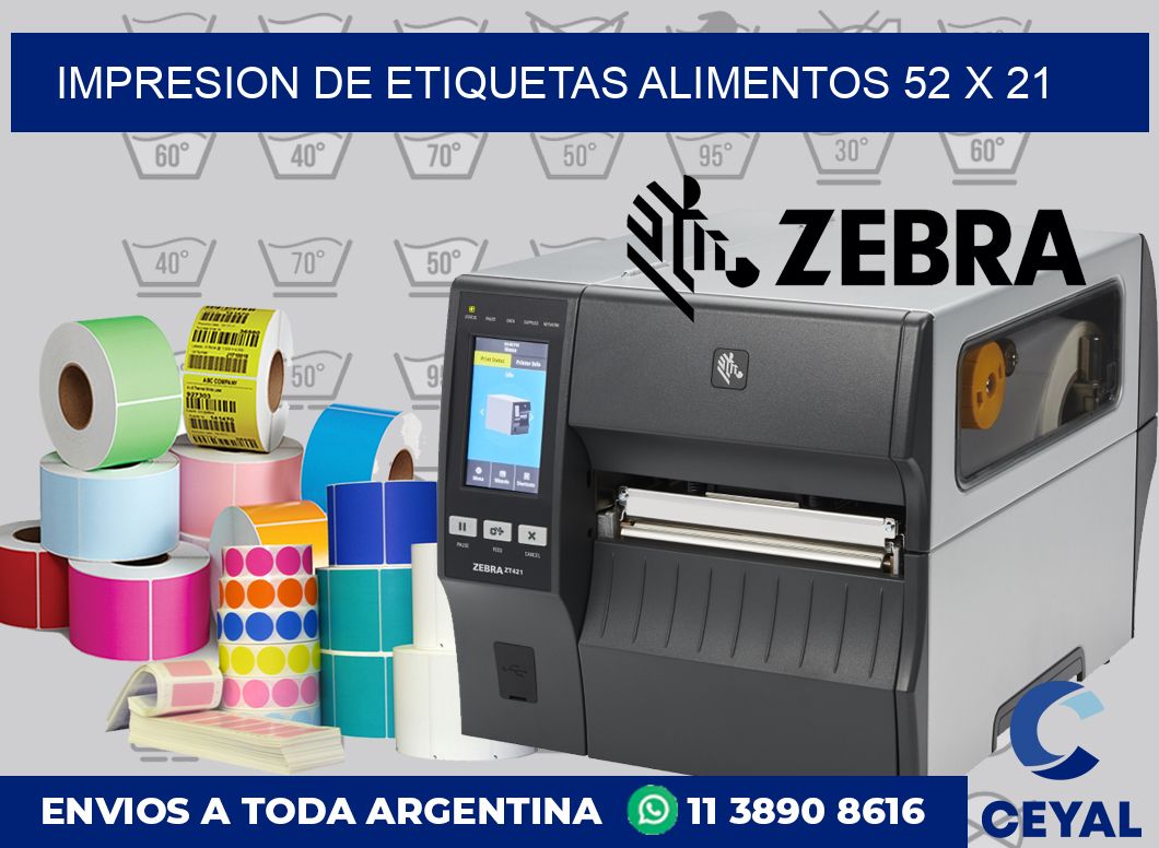 Impresion de etiquetas alimentos 52 x 21
