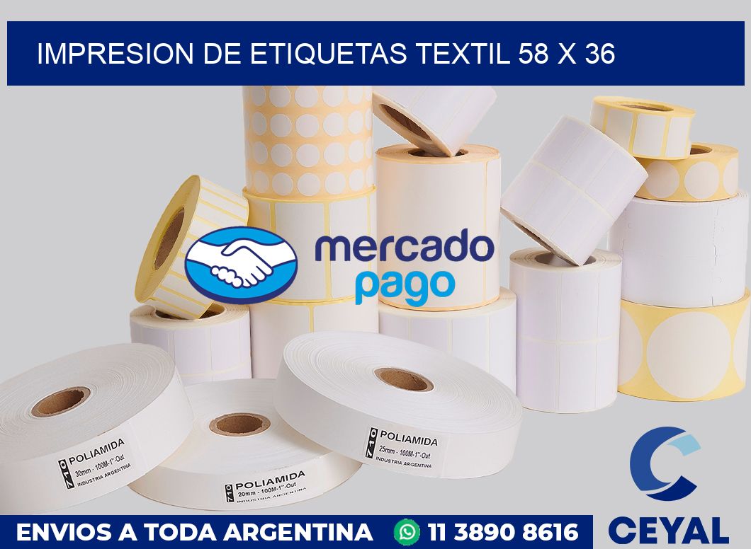 Impresion de etiquetas textil 58 x 36