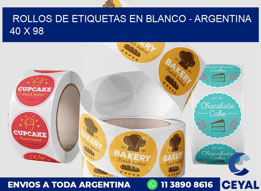 Rollos de etiquetas en blanco - Argentina 40 x 98