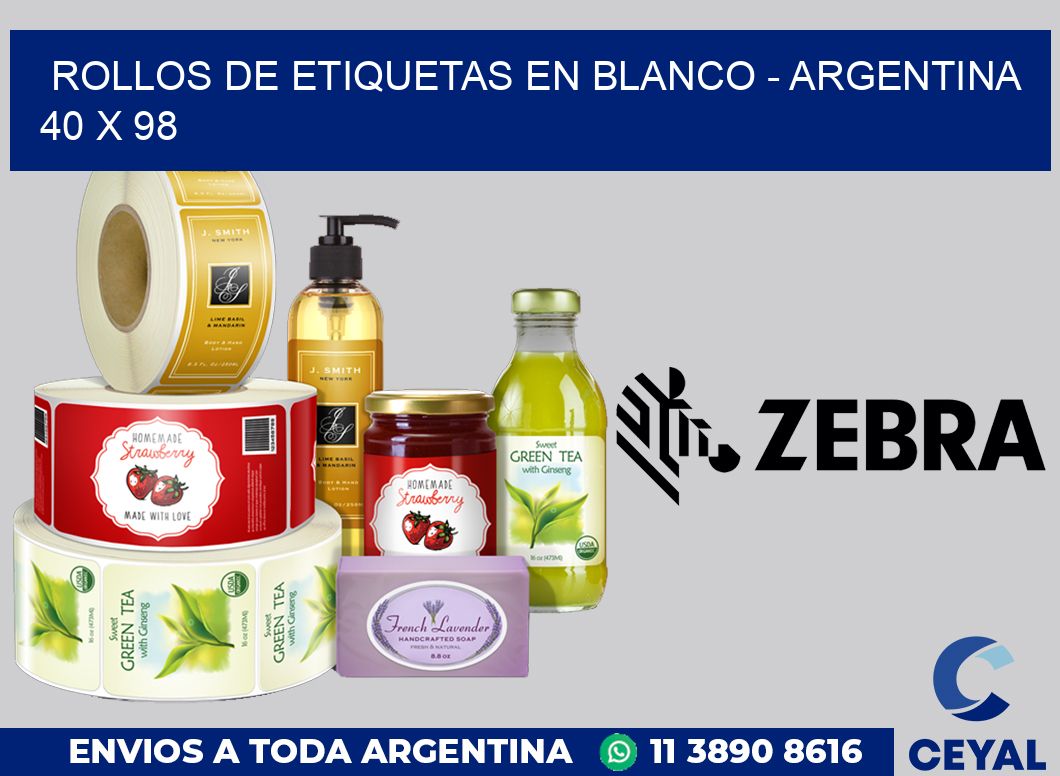 Rollos de etiquetas en blanco - Argentina 40 x 98