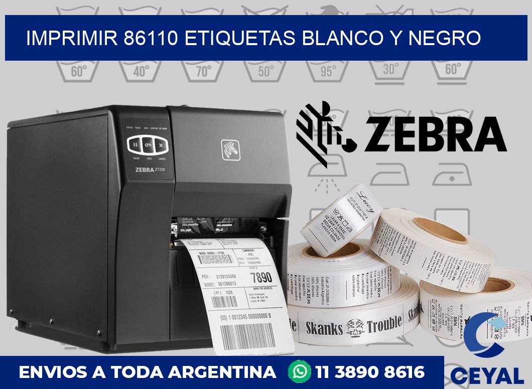 imprimir 86110 etiquetas blanco y negro