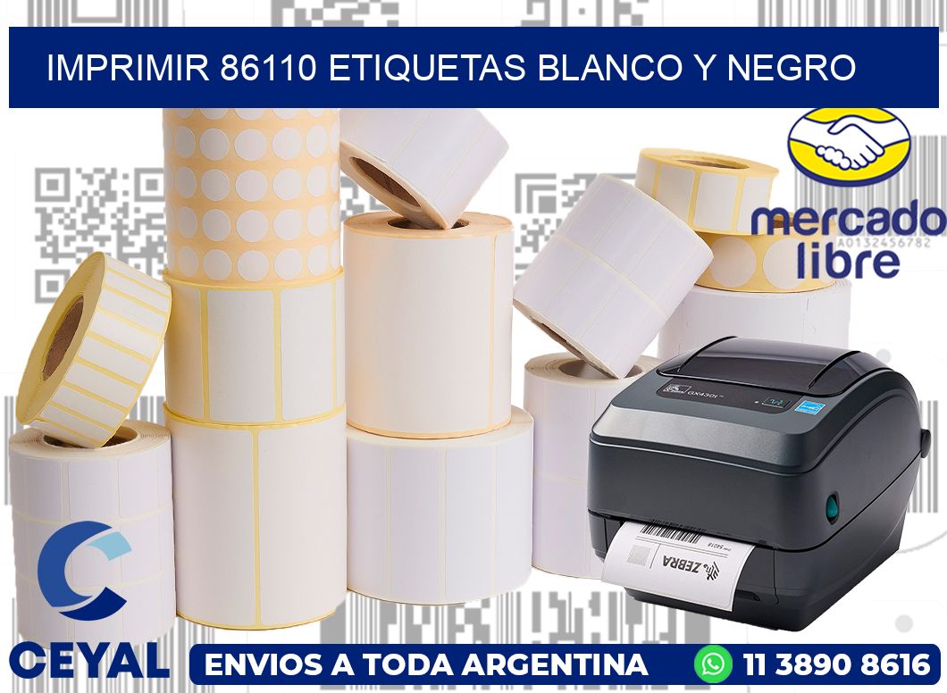 imprimir 86110 etiquetas blanco y negro