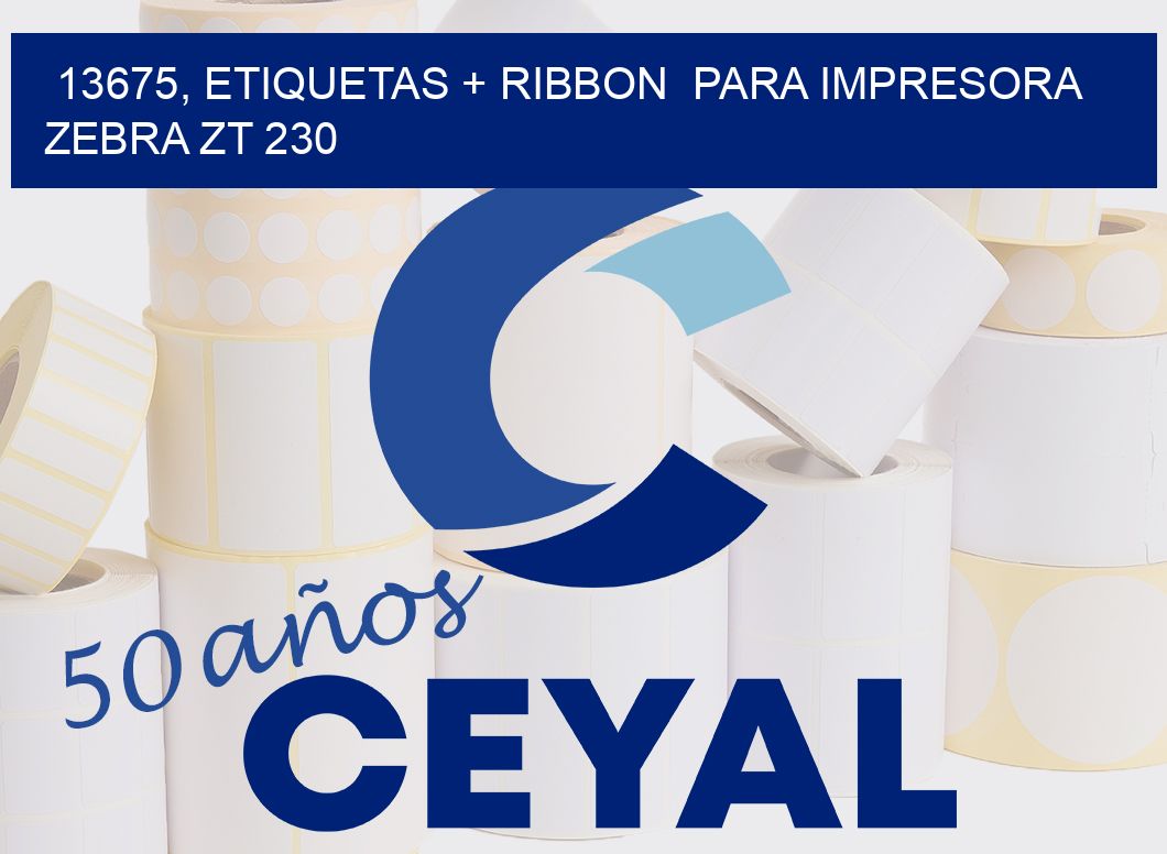 13675, etiquetas + ribbon para impresora zebra ZT 230