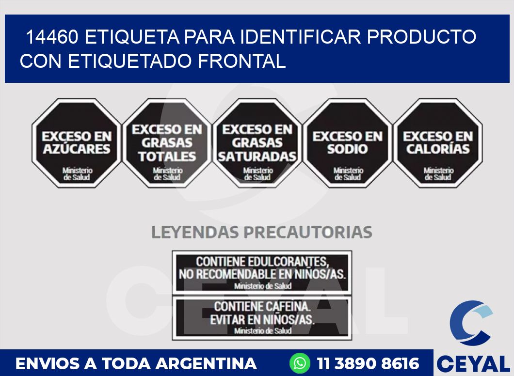 14460 ETIQUETA PARA IDENTIFICAR PRODUCTO CON ETIQUETADO FRONTAL
