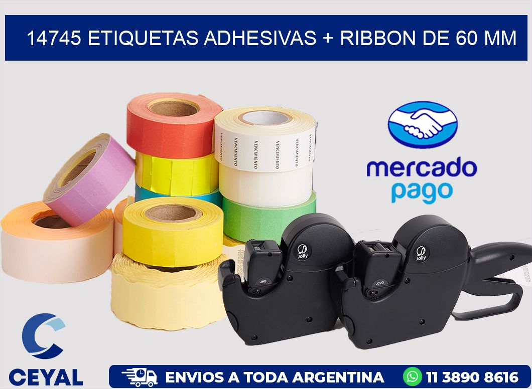 14745 ETIQUETAS ADHESIVAS + RIBBON DE 60 MM