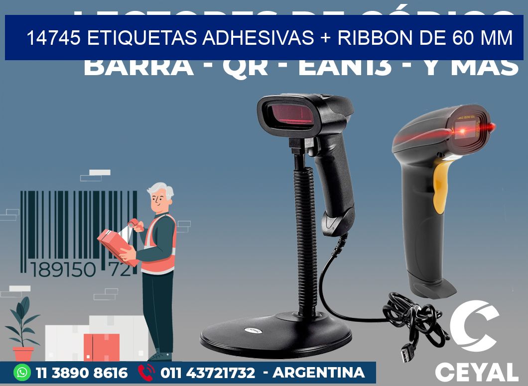 14745 ETIQUETAS ADHESIVAS + RIBBON DE 60 MM