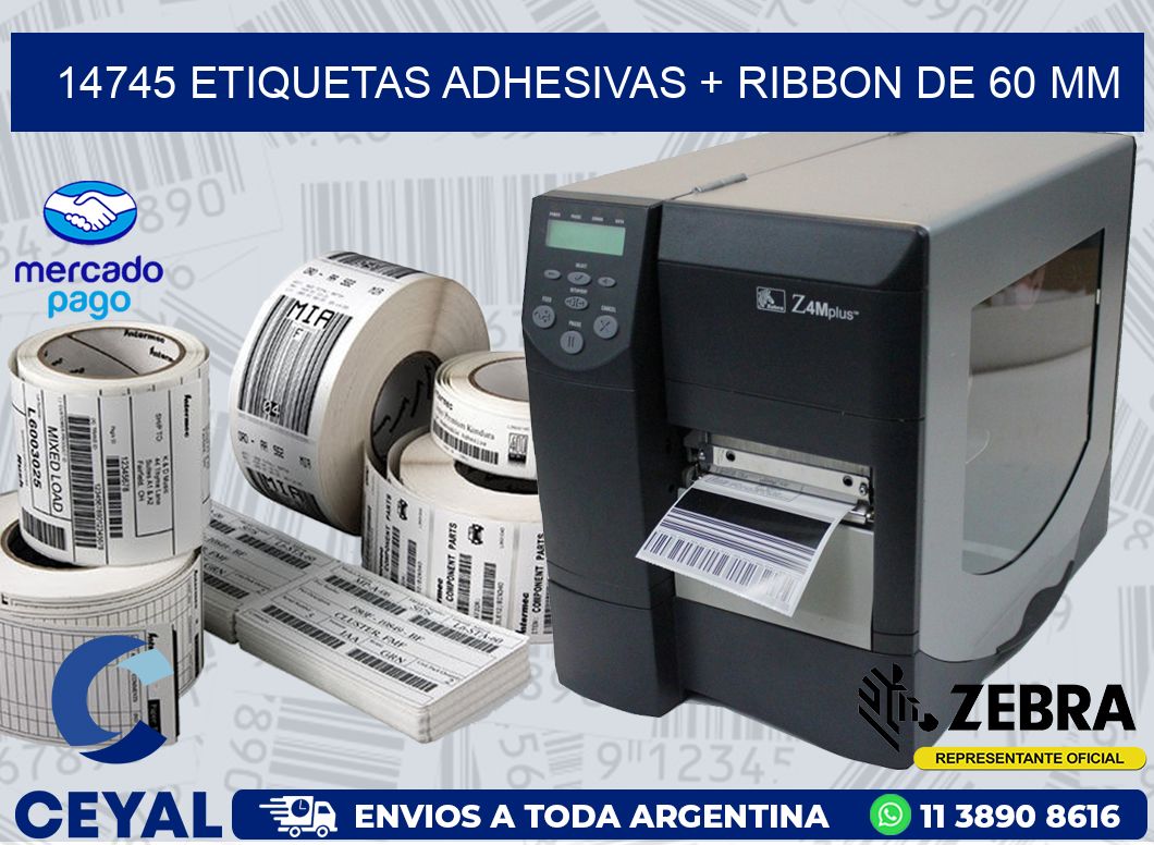 14745 ETIQUETAS ADHESIVAS + RIBBON DE 60 MM