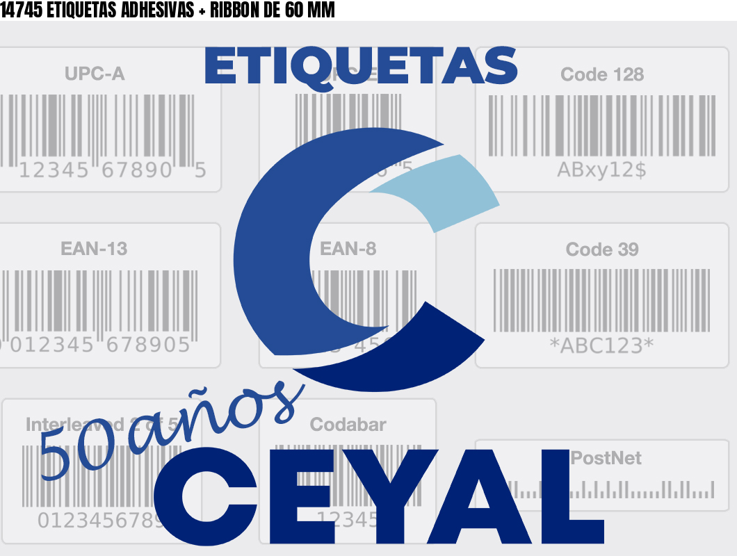 14745 ETIQUETAS ADHESIVAS + RIBBON DE 60 MM