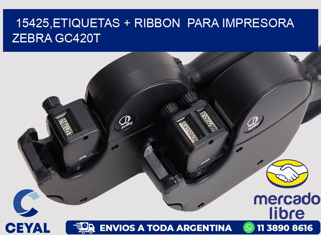 15425,etiquetas + ribbon  para impresora zebra GC420T