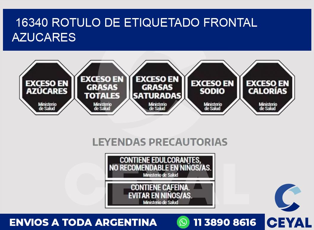 16340 ROTULO DE ETIQUETADO FRONTAL AZUCARES