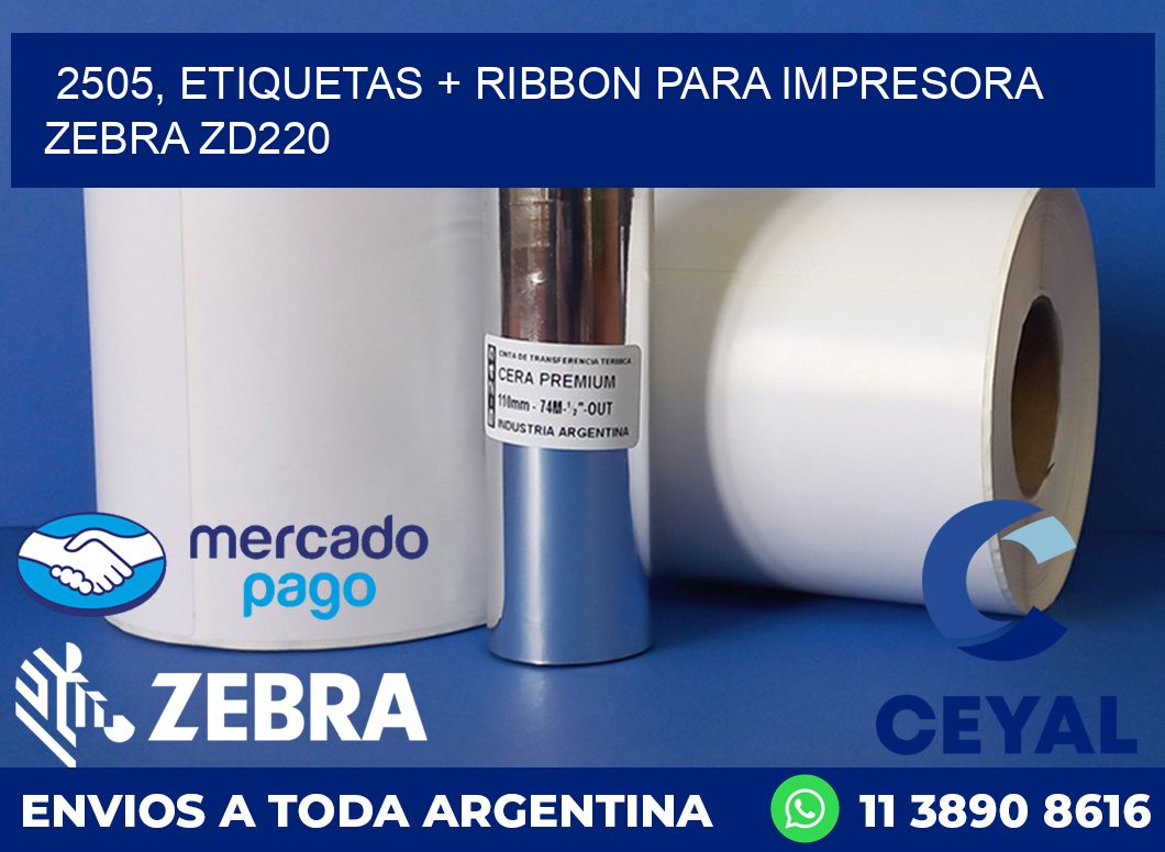 2505, etiquetas + ribbon para impresora zebra zd220