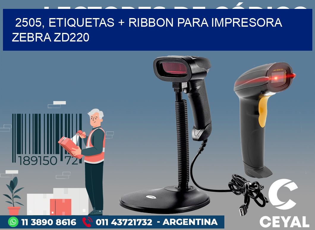 2505, etiquetas + ribbon para impresora zebra zd220