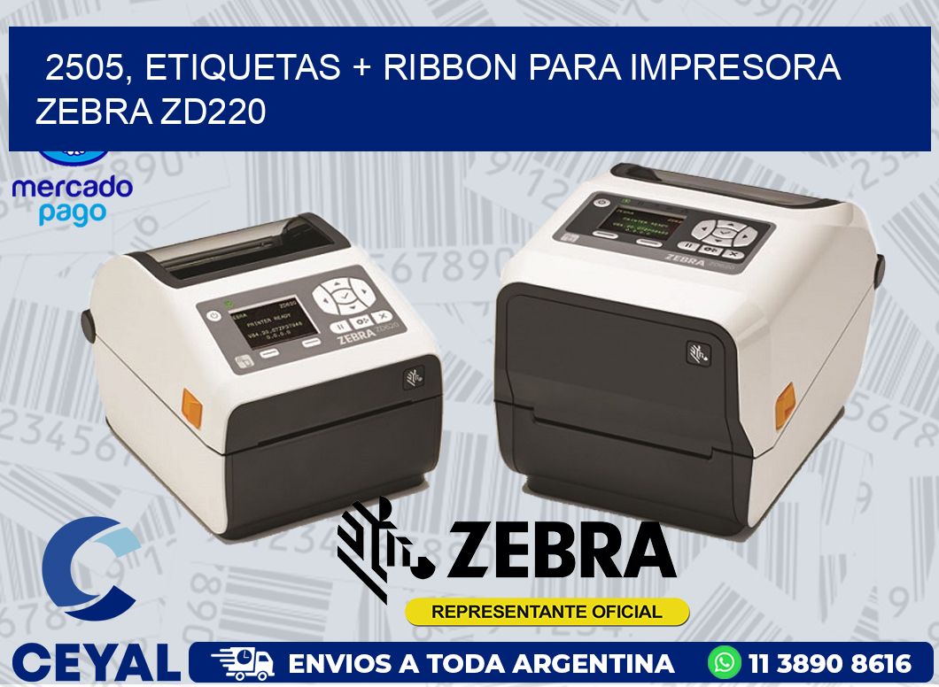 2505, etiquetas + ribbon para impresora zebra zd220