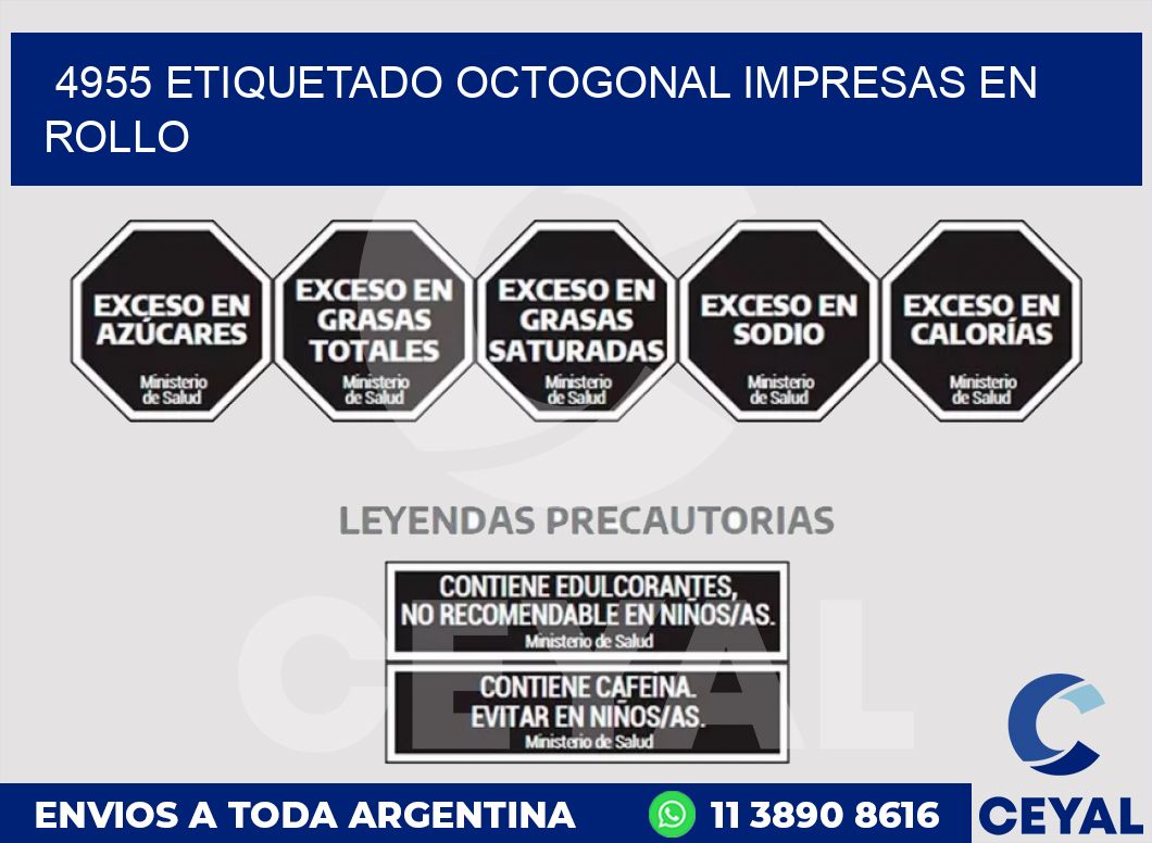 4955 ETIQUETADO OCTOGONAL IMPRESAS EN ROLLO