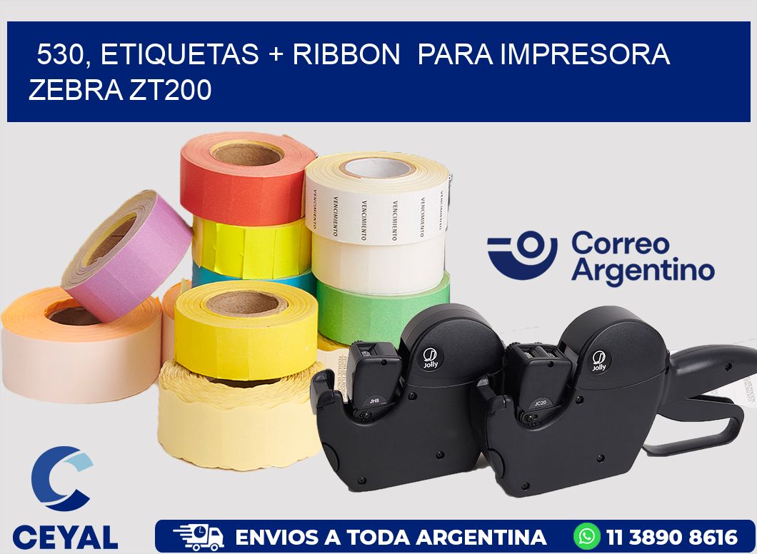 530, etiquetas + ribbon  para impresora zebra ZT200