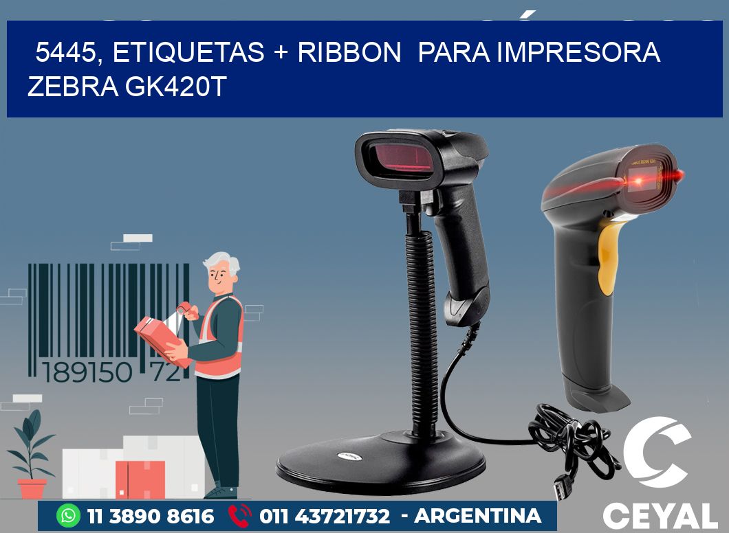 5445, etiquetas + ribbon  para impresora zebra GK420T