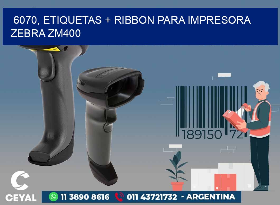 6070, etiquetas + ribbon para impresora zebra ZM400
