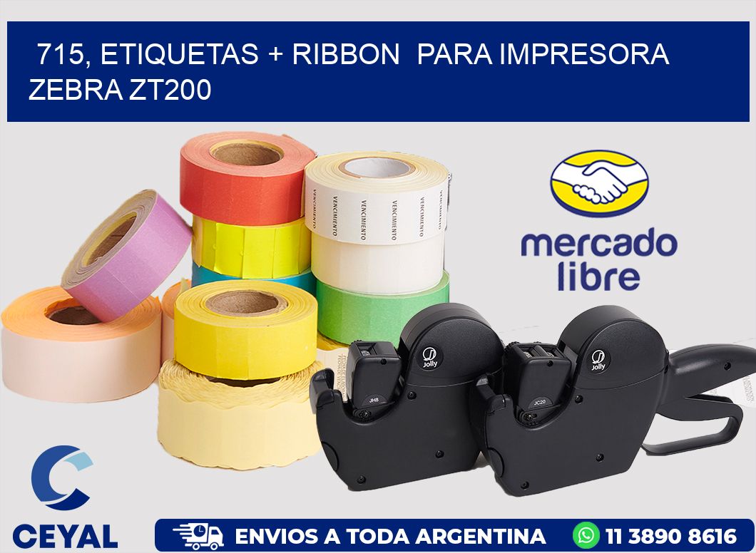 715, etiquetas + ribbon  para impresora zebra ZT200