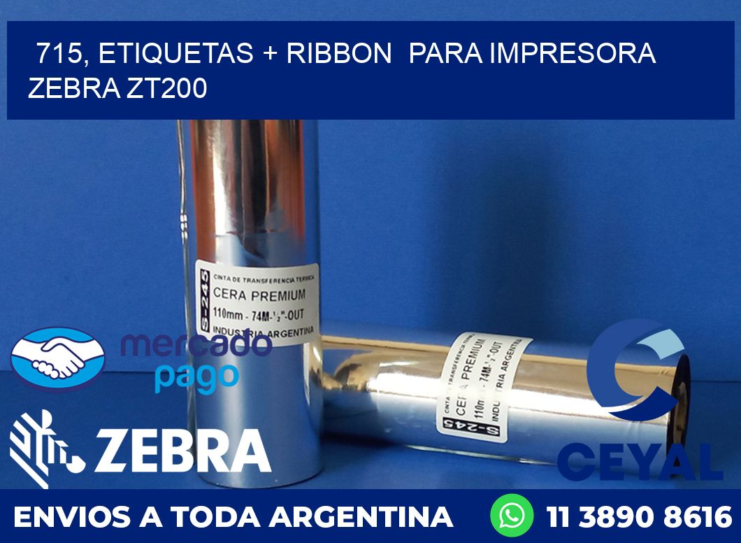 715, etiquetas + ribbon  para impresora zebra ZT200