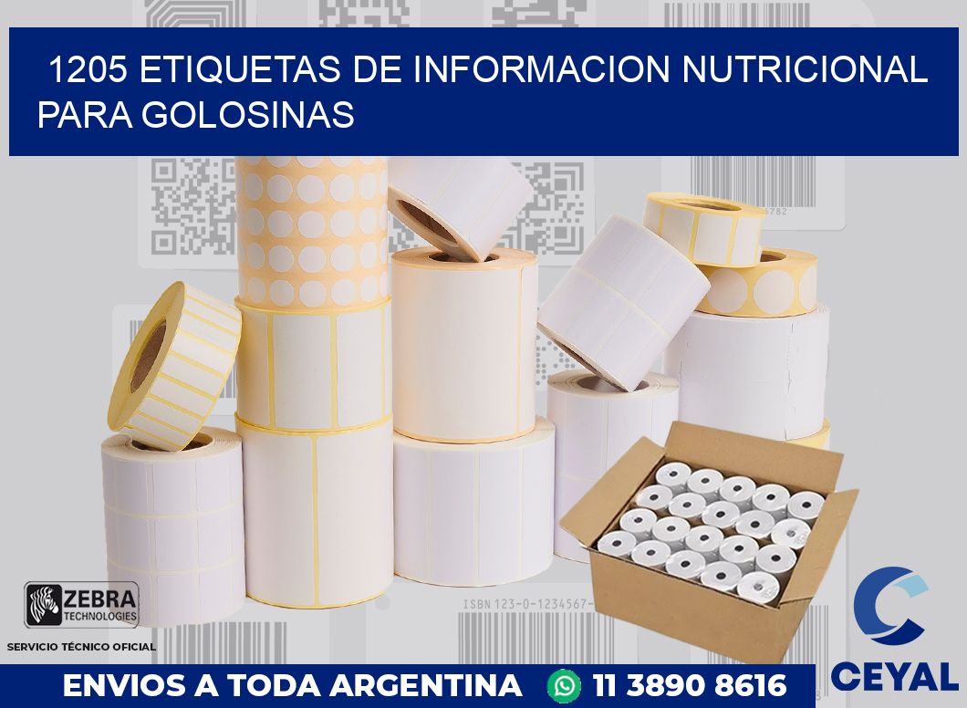 1205 ETIQUETAS DE INFORMACION NUTRICIONAL PARA GOLOSINAS