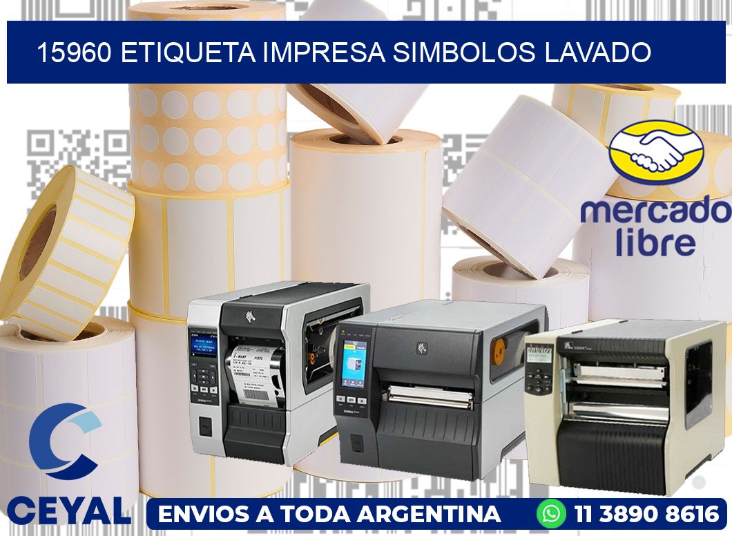 15960 ETIQUETA IMPRESA SIMBOLOS LAVADO