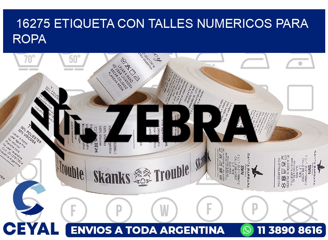 16275 ETIQUETA CON TALLES NUMERICOS PARA ROPA