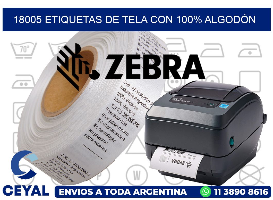 18005 ETIQUETAS DE TELA CON 100% ALGODÓN