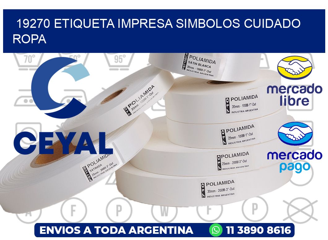 19270 ETIQUETA IMPRESA SIMBOLOS CUIDADO ROPA