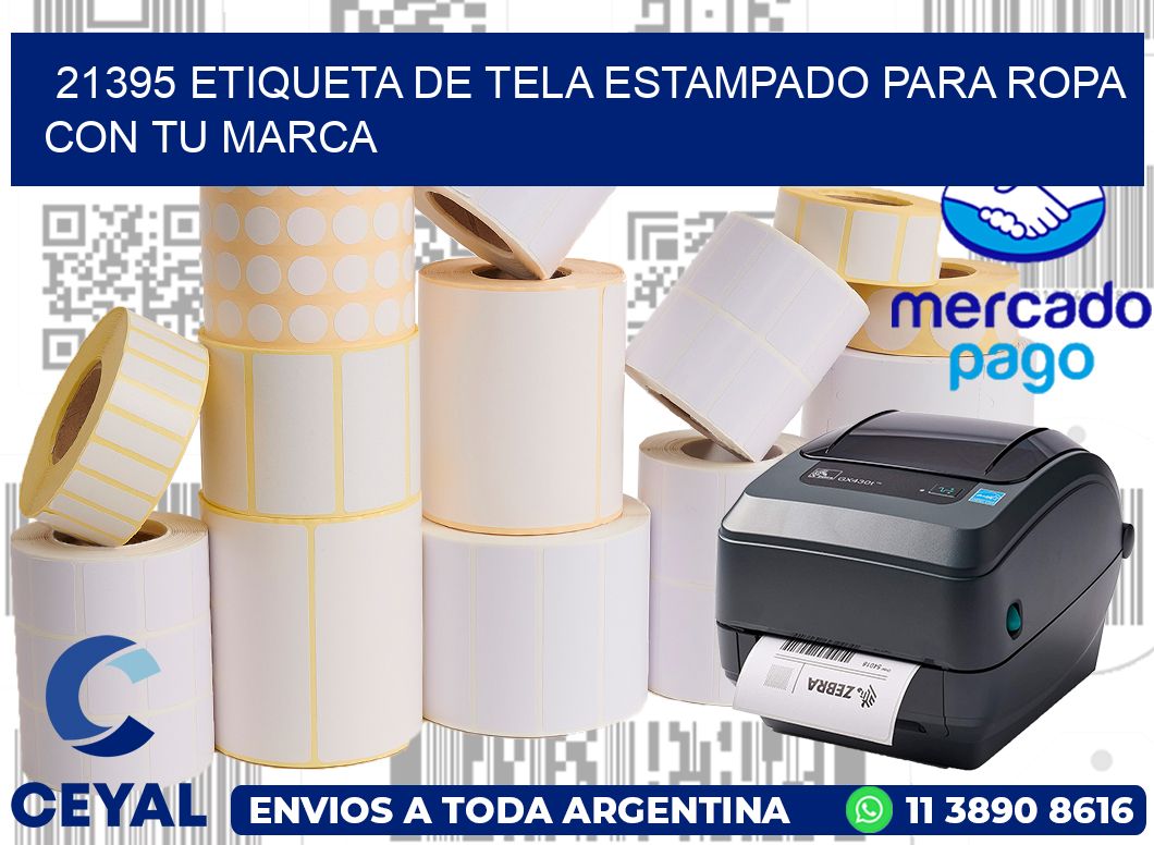 21395 ETIQUETA DE TELA ESTAMPADO PARA ROPA CON TU MARCA