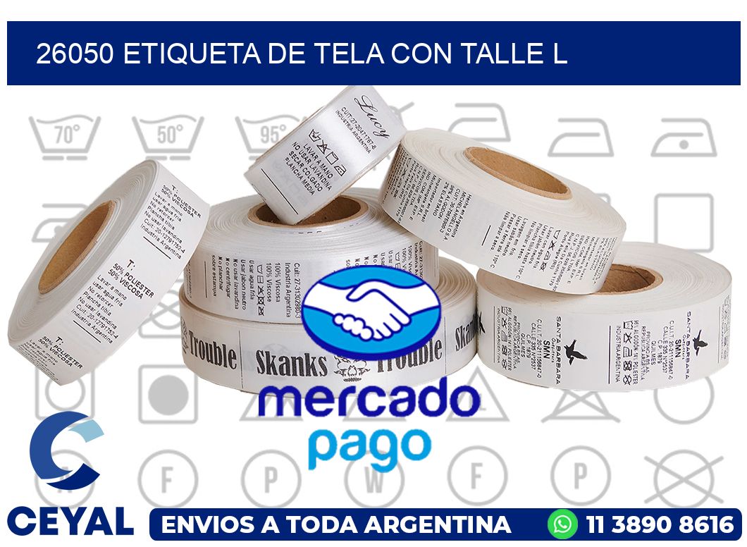 26050 ETIQUETA DE TELA CON TALLE L