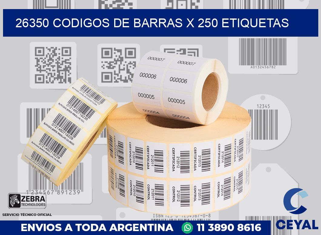 26350 codigos de barras x 250 etiquetas