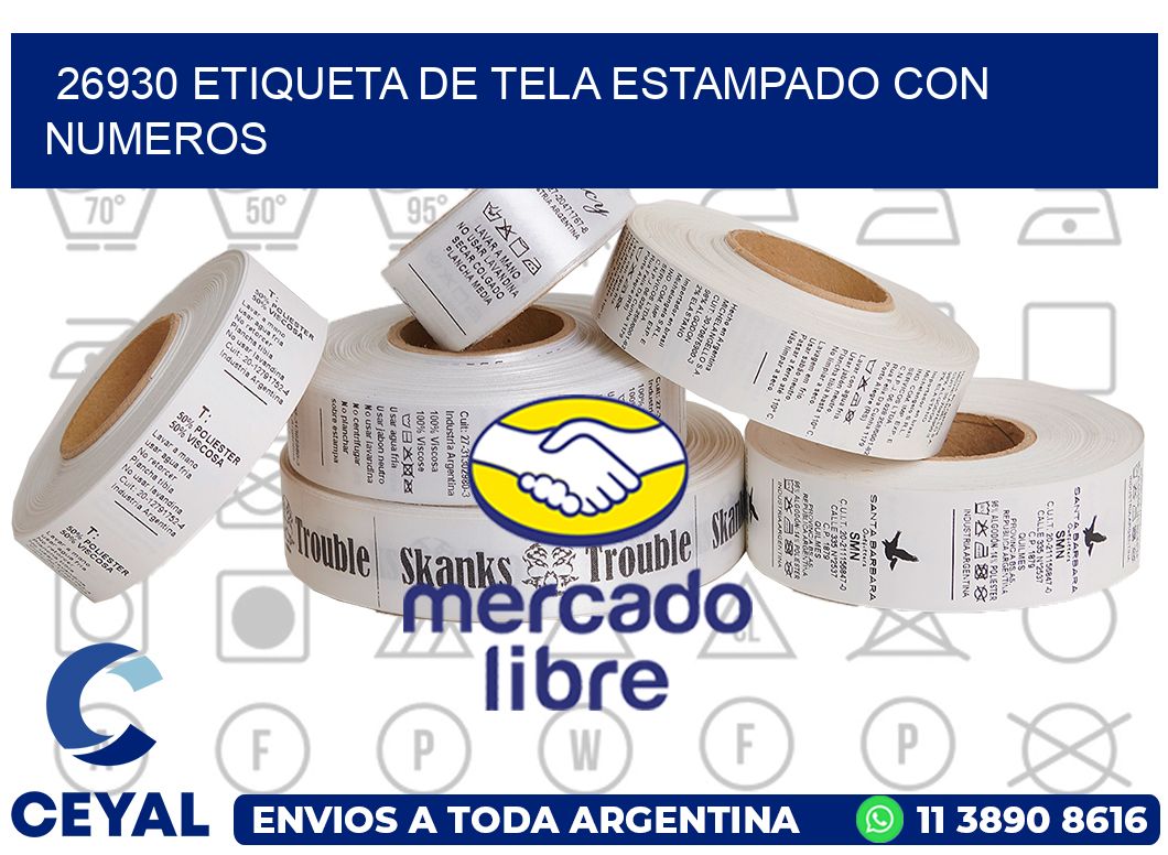 26930 ETIQUETA DE TELA ESTAMPADO CON NUMEROS