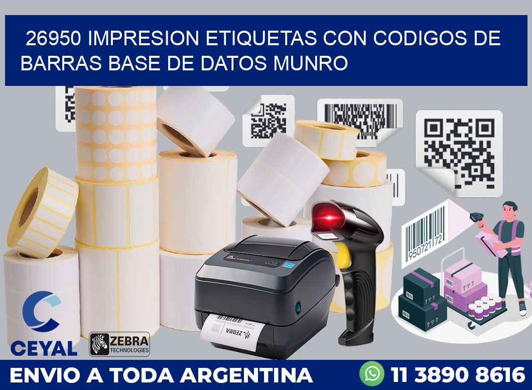 26950 IMPRESION ETIQUETAS CON CODIGOS DE BARRAS BASE DE DATOS MUNRO