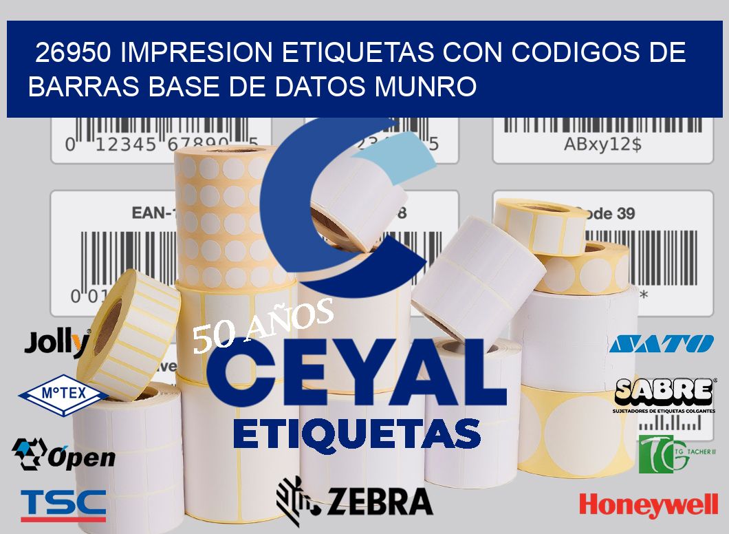 26950 IMPRESION ETIQUETAS CON CODIGOS DE BARRAS BASE DE DATOS MUNRO
