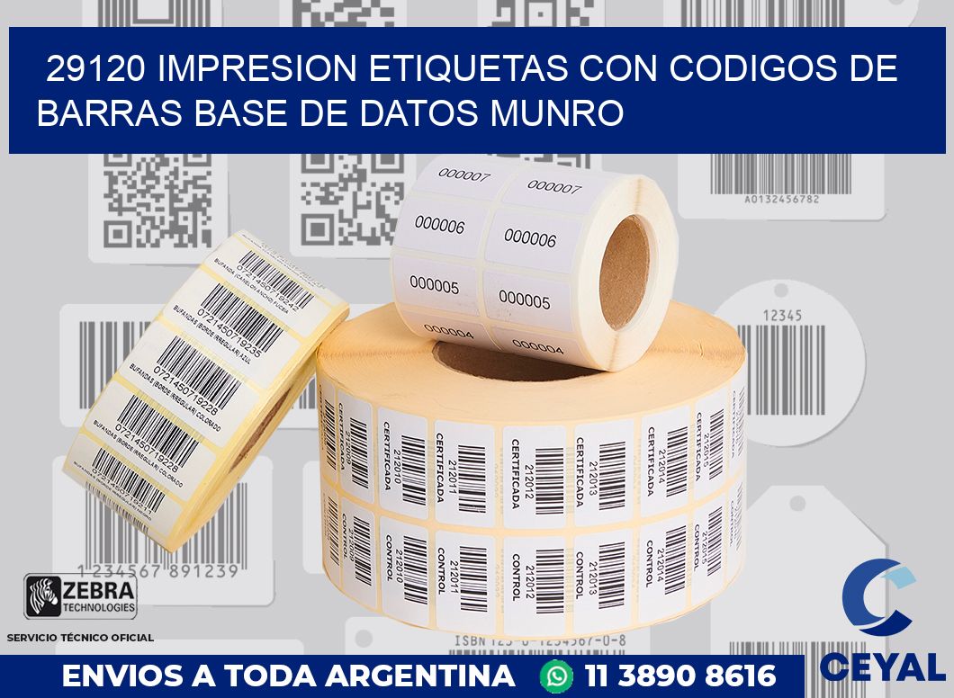 29120 IMPRESION ETIQUETAS CON CODIGOS DE BARRAS BASE DE DATOS MUNRO