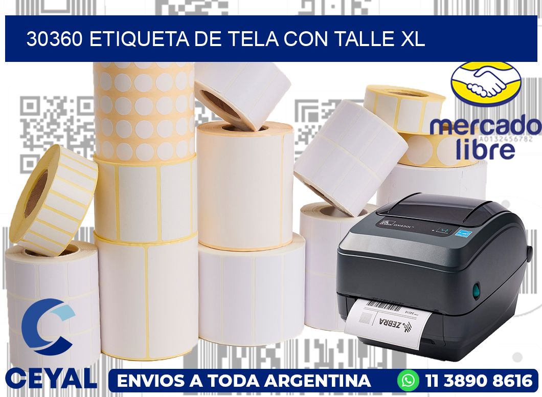 30360 ETIQUETA DE TELA CON TALLE XL