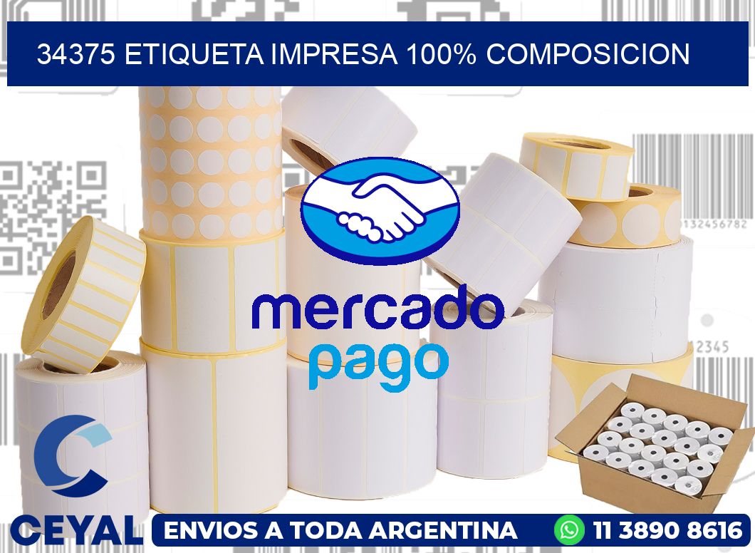 34375 ETIQUETA IMPRESA 100% COMPOSICION