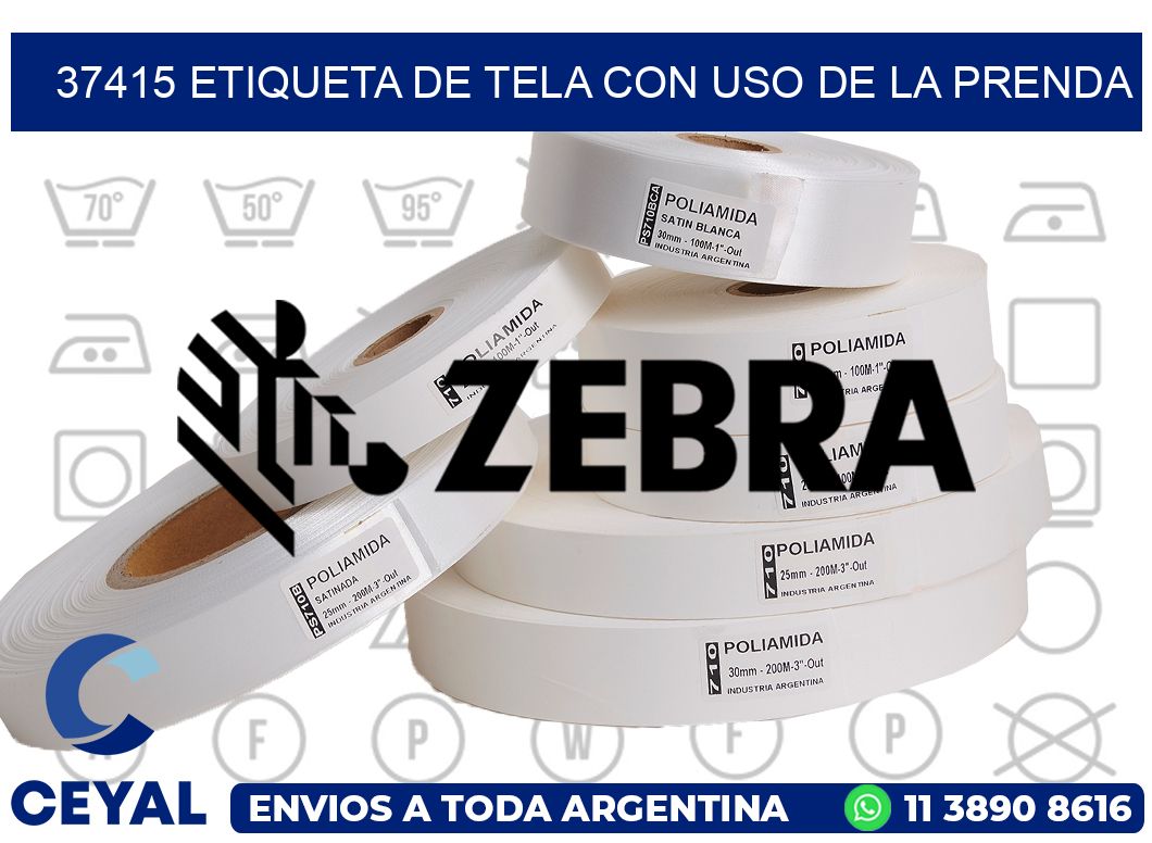 37415 ETIQUETA DE TELA CON USO DE LA PRENDA