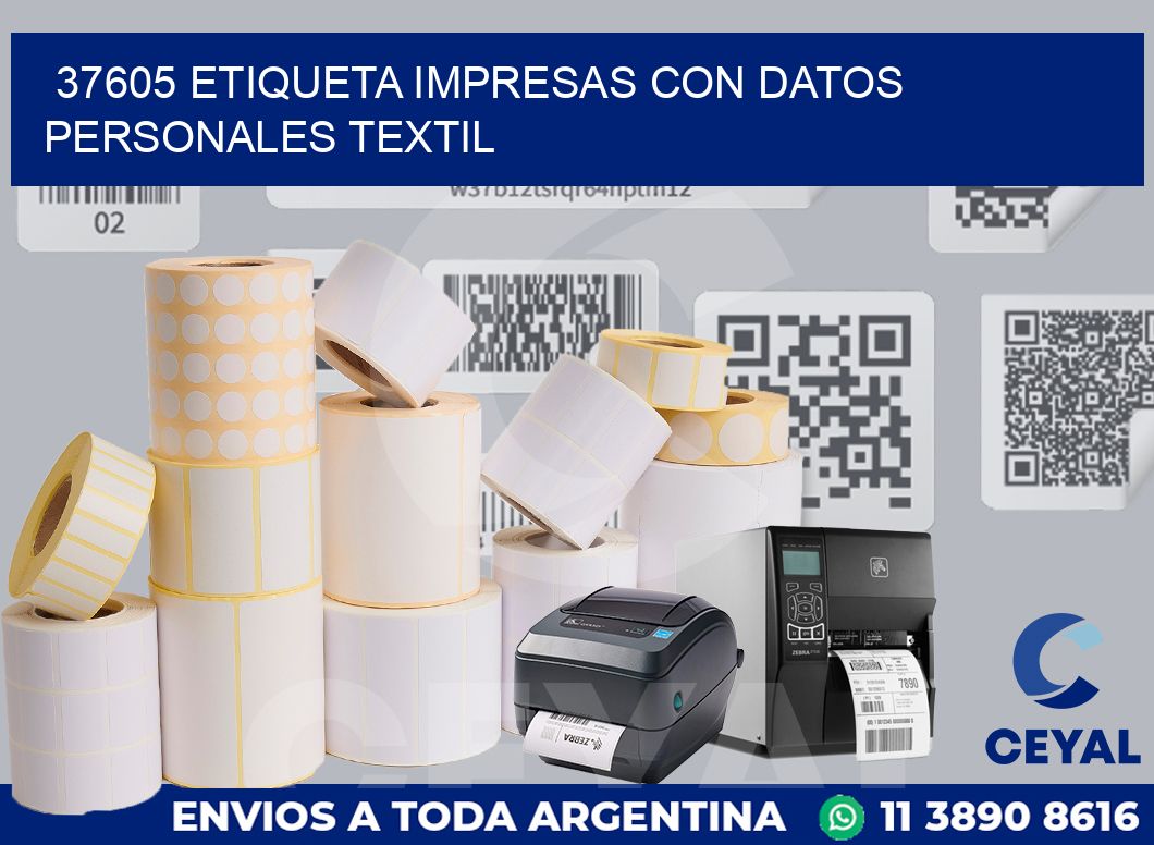 37605 ETIQUETA IMPRESAS CON DATOS PERSONALES TEXTIL
