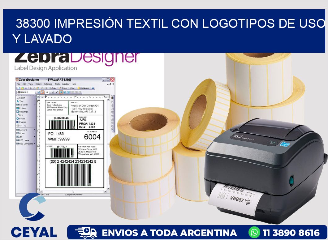 38300 IMPRESIÓN TEXTIL CON LOGOTIPOS DE USO Y LAVADO