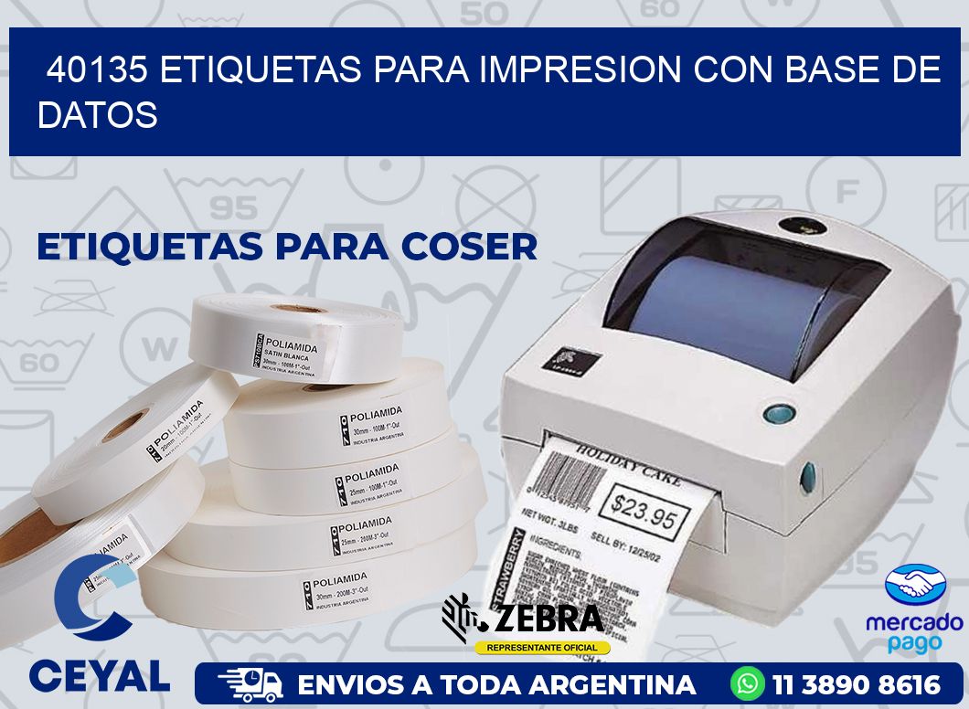 40135 ETIQUETAS PARA IMPRESION CON BASE DE DATOS