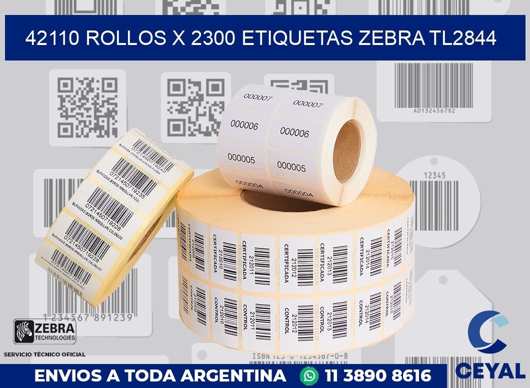 42110 Rollos x 2300 etiquetas zebra tl2844